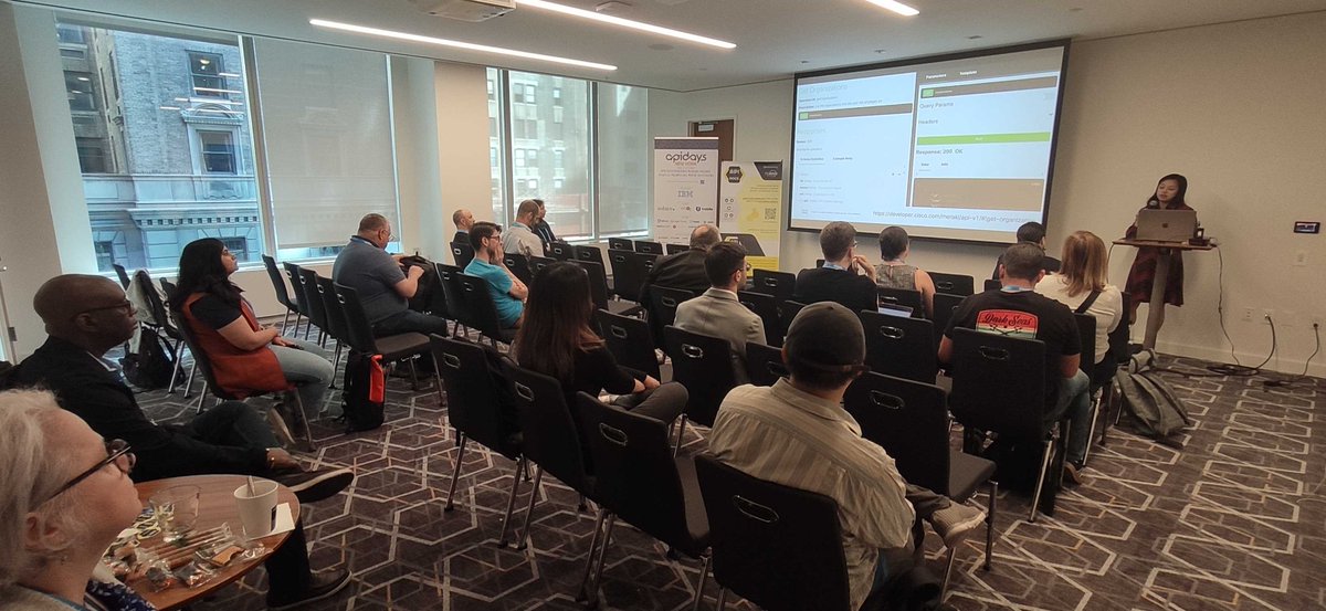 APItheDocs's tweet photo. At @APIdaysGlobal NY we continue with @AdrienneTacke from @CiscoDevNet who is now introducing "how #Cisco Engineering leverages #OAS to drive #API quality and state-of-the-art #developerexperience."
#APItheDocs #APIprogram #APIeconomy #APIdocumentation #technicalwriting https://t.co/0yKaHyKh3p