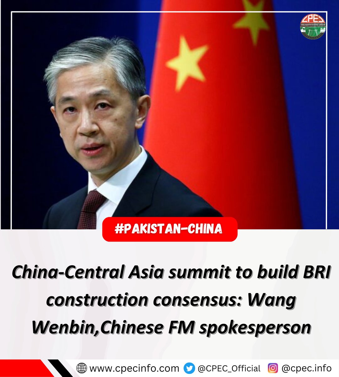 CPEC_Official's tweet photo. China-Central Asia summit to build BRI construction consensus:
- Wang Wenbin,Chinese FM spokesperson
#China #BRI #MSR21 #Asia #CentralAsia #connectivity https://t.co/oUquhXlt7X