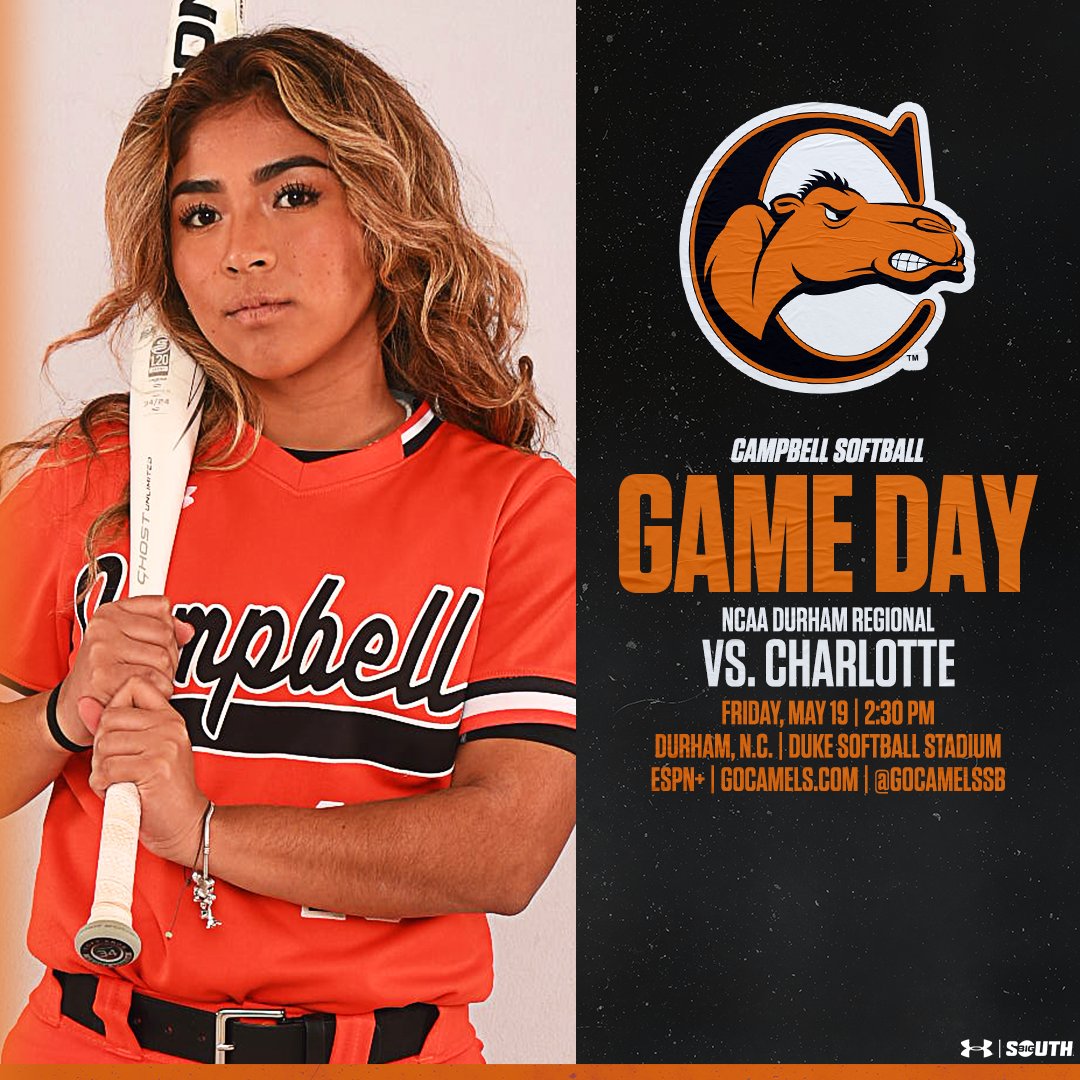 𝐑𝐞𝐠𝐢𝐨𝐧𝐚𝐥 𝐑𝐞𝐚𝐝𝐲 🤘

🆚: Charlotte - NCAA Durham Regional
⏰: 2:30 PM
📍: Durham, N.C.
🏟: Duke Softball Stadium 
🖥📊🎟: linktr.ee/gocamelssb

#OnTheClock | #RollHumps 🐪🥎