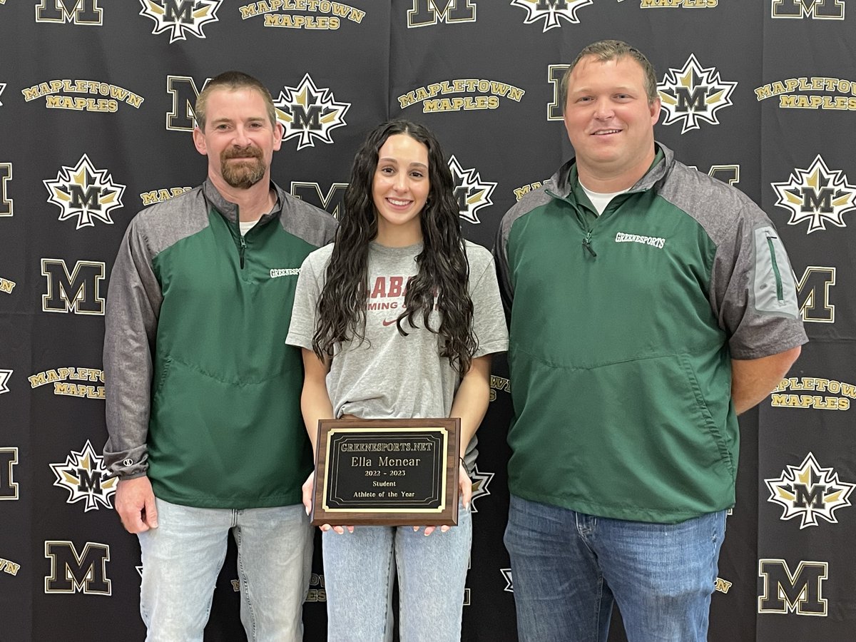 greenesports's tweet photo. Congratulations to our 2022-2023 Student Athlete of the Year: Mapletown's Ella Menear!!!

Ella is the recipient of our 9th annual award that comes with a well deserved $1,000 Scholarship.

Congratulations Ella!
@mapletownmaple https://t.co/hQO85Bgwno