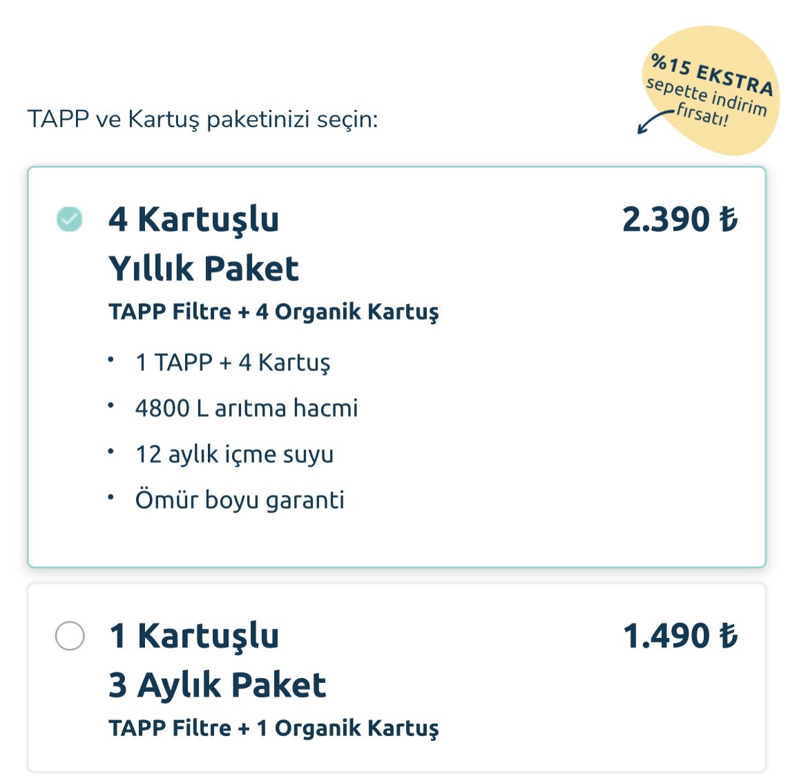 tappwaterTR's tweet photo. @hrrcnes @Rezilliquee 6 LT içme suyuna 41 TL mi ödüyorsunuz? 😮 Kompakt TAPP musluk ucu su filtreleri ile suyunuzun litresi 0,29 TL. 😍 Üstelik tüm yedek kartuşları biyobozunur ve atıksız! İlk siparişinizde HELLOTAPP kodu ile %10 ekstra indiriminizi kullanabilirsiniz! 🩵🌏

https://t.co/yCKD3bEukz https://t.co/g8k3cigqHg