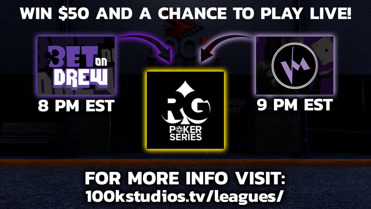 RobGardnerLive's tweet photo. Tonight! We are giving $50 to the best combined finish in 2 @100kstudios leagues:

🔹8PM EST @betondrew HG https://t.co/gLmYwByb3Z 
🔹9PM EST @violet_mystery HG https://t.co/WGDTlawH0t

Passwords available in stream.
Make sure you have a free account at https://t.co/kPDIIE0q36 https://t.co/Ygh9twkCmh