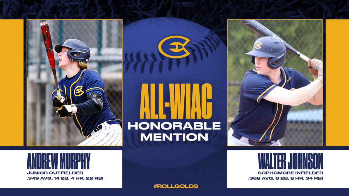 UWECblugolds's tweet photo. Andrew Murphy and Walter Johnson of @UWECBaseball are both honorable mentions on this year's All-WIAC team! #RollGolds 
📰 https://t.co/UkW76giCgC https://t.co/4HtL8q09R0