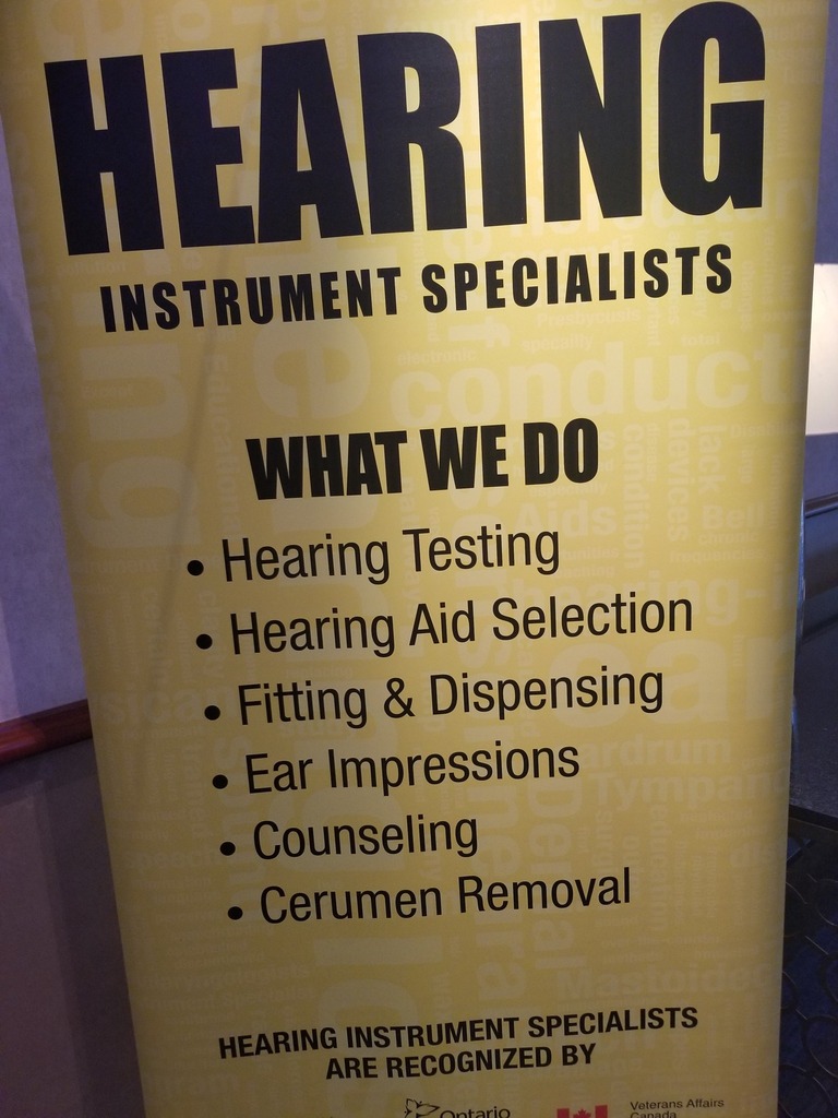 ChhaHamilton's tweet photo. Sign simply explaining what Hearing Instrument Specialists do. https://t.co/e4QxmLG1au