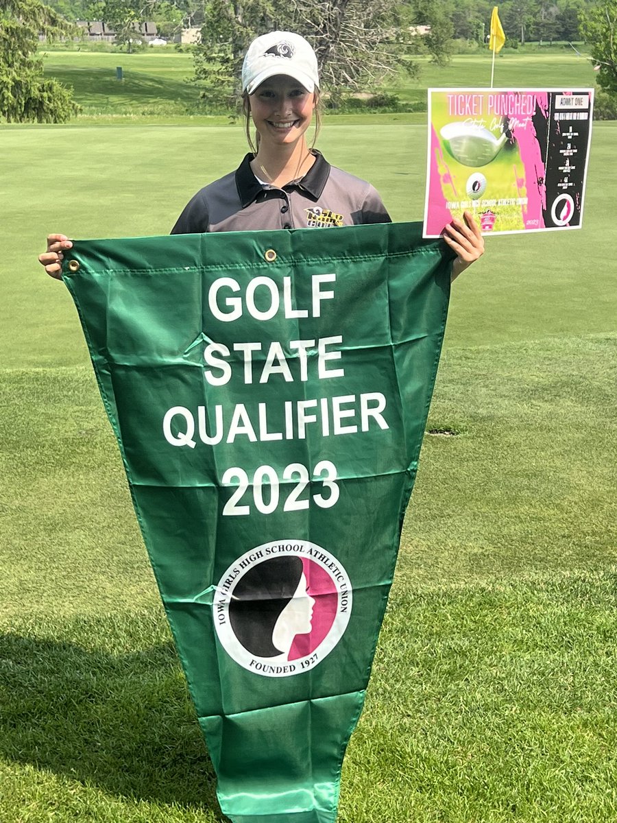 TICKET PUNCHED!! The Rams are regional champs at Veenker in Ames! 
<a href="/Rylin64732105/">Rylin</a> (76), 1st 
<a href="/laurenbrown0511/">laurenbrown05125</a> (87), 6th both qualify as individuals
<a href="/HannahSchwemm/">Hannah Schwemm</a> (89), 7th
<a href="/KateWahman/">Kate Wahman</a> , 92, 10th
to count as well! Next stop- Otter Creek! 🐏🐏