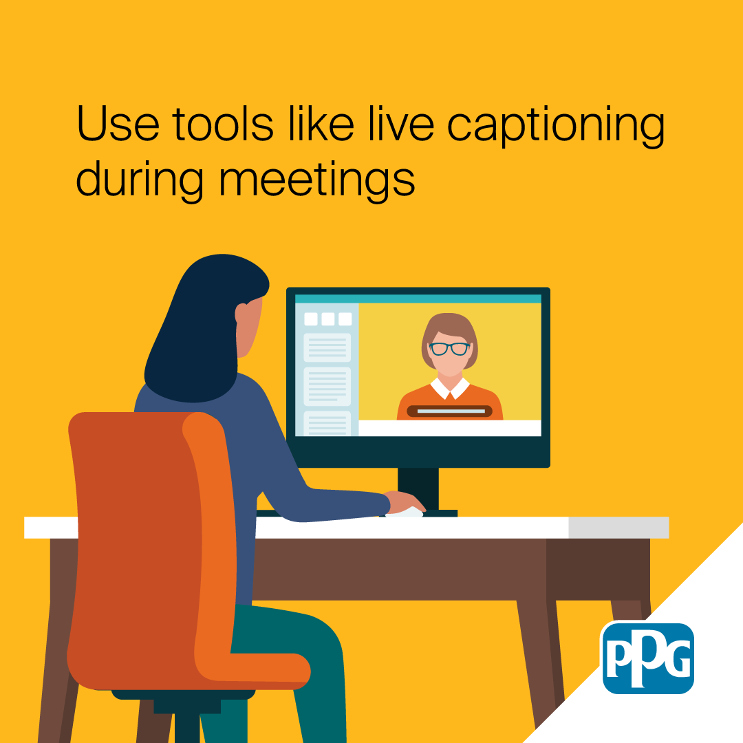 PPG's tweet photo. In recognition of Global Accessibility Awareness Day, we’re sharing some tips our teams use to improve digital accessibility. Helping to create a more inclusive workplace is part of our purpose in protecting and beautifying the world.

#gaad #Accessibility https://t.co/Wkzy2JMDN8
