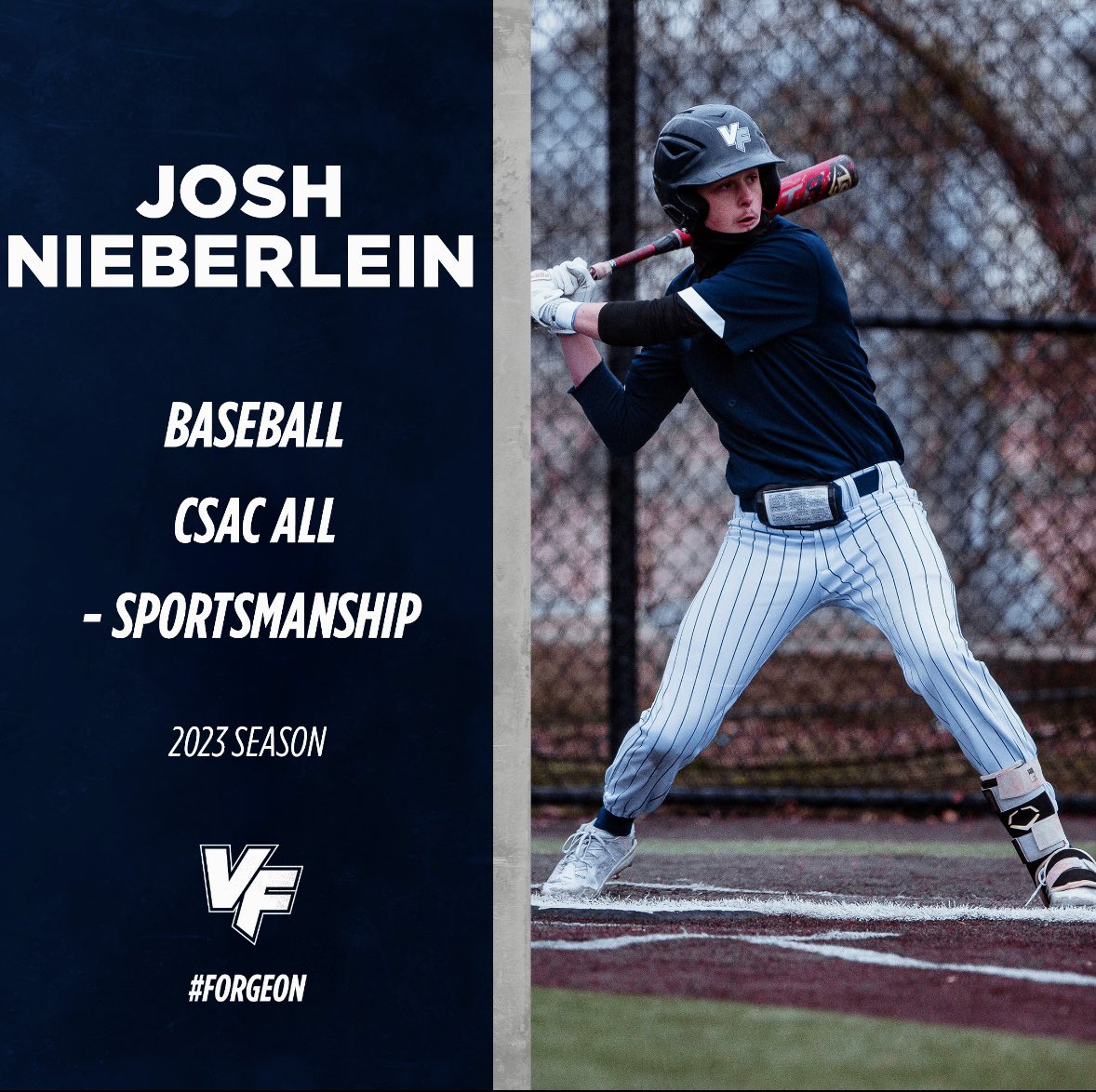Sophomore Josh Nieberlein earned a spot on the <a href="/CSACsports/">CSAC</a> All-Sportsmanship Team! 

Congratulations!!! 

#ForgeOn⚒️