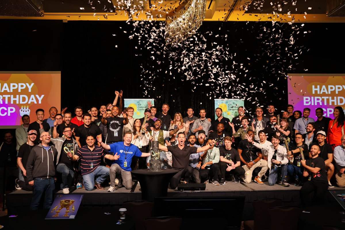 It's a party already 🎂🥳
What an incredible couple of days and what better way to close that with an awesome cake to wish Happy Birthday to the greatest blockchain ever 🚀
#ICPCC2023