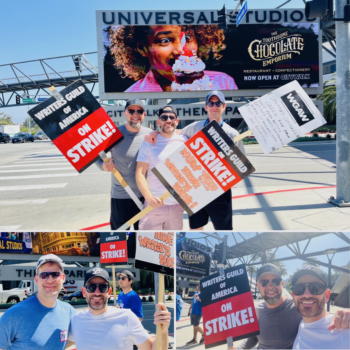 davideoleary's tweet image. Back on the picket lines striking for writers’ rights and protections, so that the job we love has a future. 🪧👊#wgastrike #WGAStrong #writersstrike #unionstrong💪 @WGAWest #Screenwriting #TVWriting @aleckwells @SeanJablonski #DreamTeam