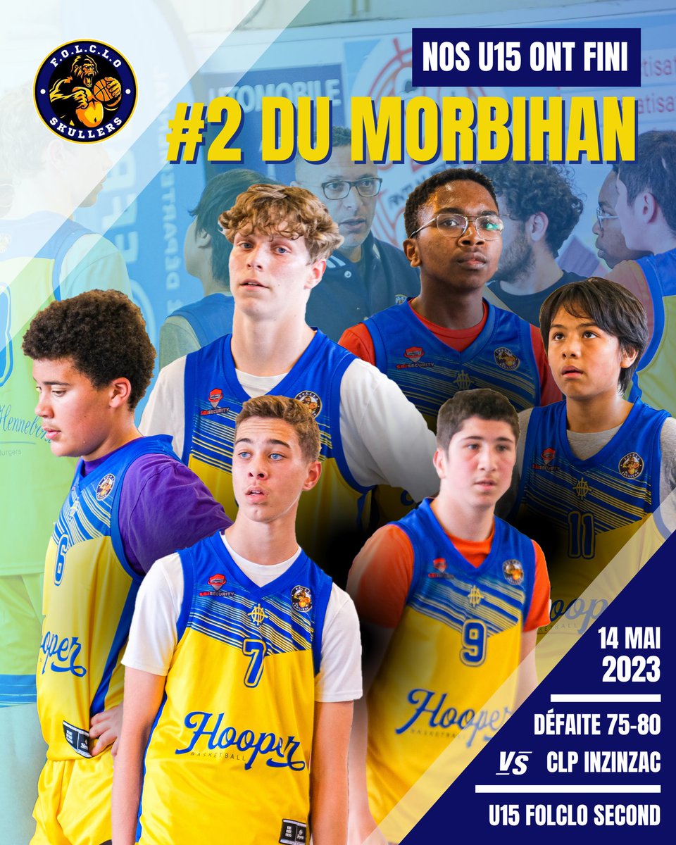 Folclobasket's tweet photo. Une prestation tout aussi remarquable et honorable de la part de nos U15 ce dimanche 14 mai 2023 ! Ils ont fini finaliste, stopper par le CLP Inzinzac en coupe du Morbihan ! 👏

Nous sommes très fier de leur parcours cette saison
🔵🟡 𝗙.𝗢.𝗟.𝗖.𝗟.𝗢 🟡🔵

#folclo #basket https://t.co/4E7rG0SgtU