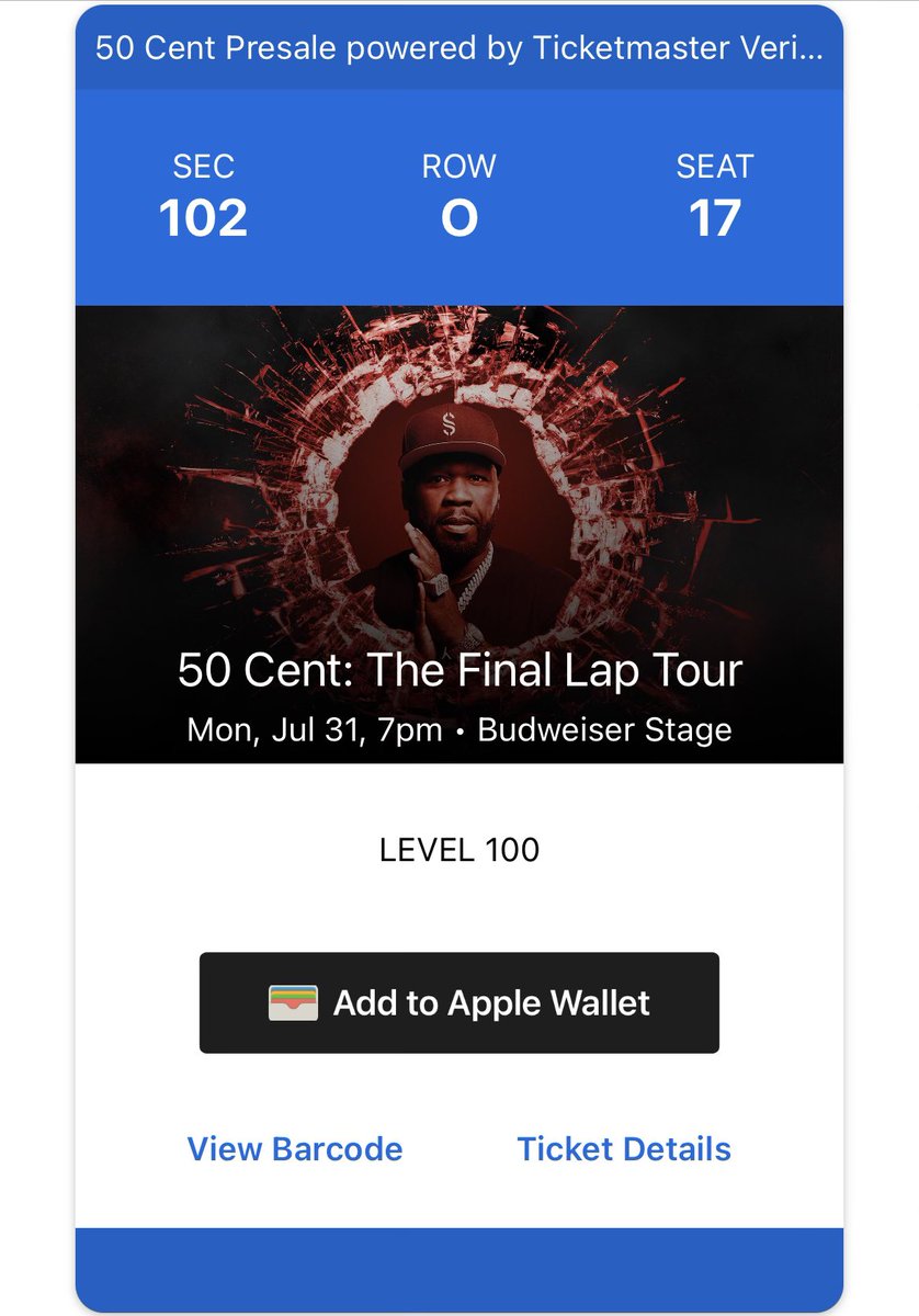ntobin2005's tweet photo. @50cent @Toronto @budweiserstage 
Selling 1 50 Cent Ticket, July 31 at Torontos Budweiser Stage! Dm me with your best price https://t.co/pehrTC9sIt
