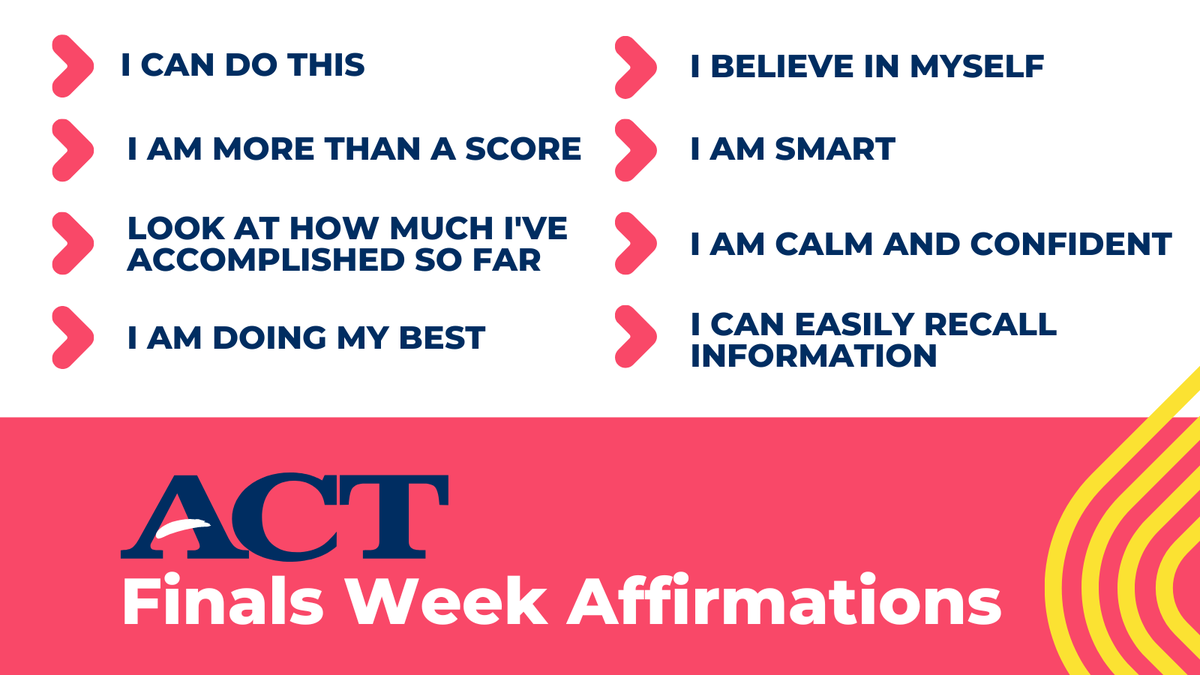 ACTStudent's tweet photo. YOU'VE GOT THIS! 🙌🎉 https://t.co/C0UzwjZ1SQ