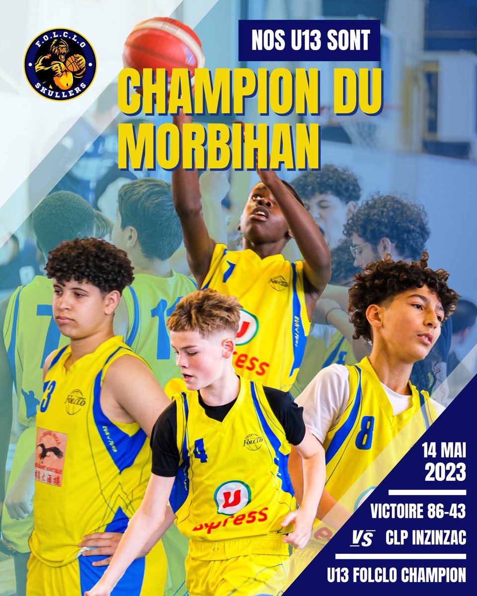 Folclobasket's tweet photo. Nos U13 sont officiellement vainqueur de la Coupe du Morbihan 2023 ! 🏆✨

C’est un honneur pour nous, nos jeunes peuvent être fier de ce qu’ils ont accomplis ce dimanche 14 mai 2023 ! ✨🗓️

À la saison prochaine pour retenter l’exploit ! 🔥

🔵🟡 𝗙.𝗢.𝗟.𝗖.𝗟.𝗢 🟡🔵

#folclo https://t.co/XUFuPBoliw
