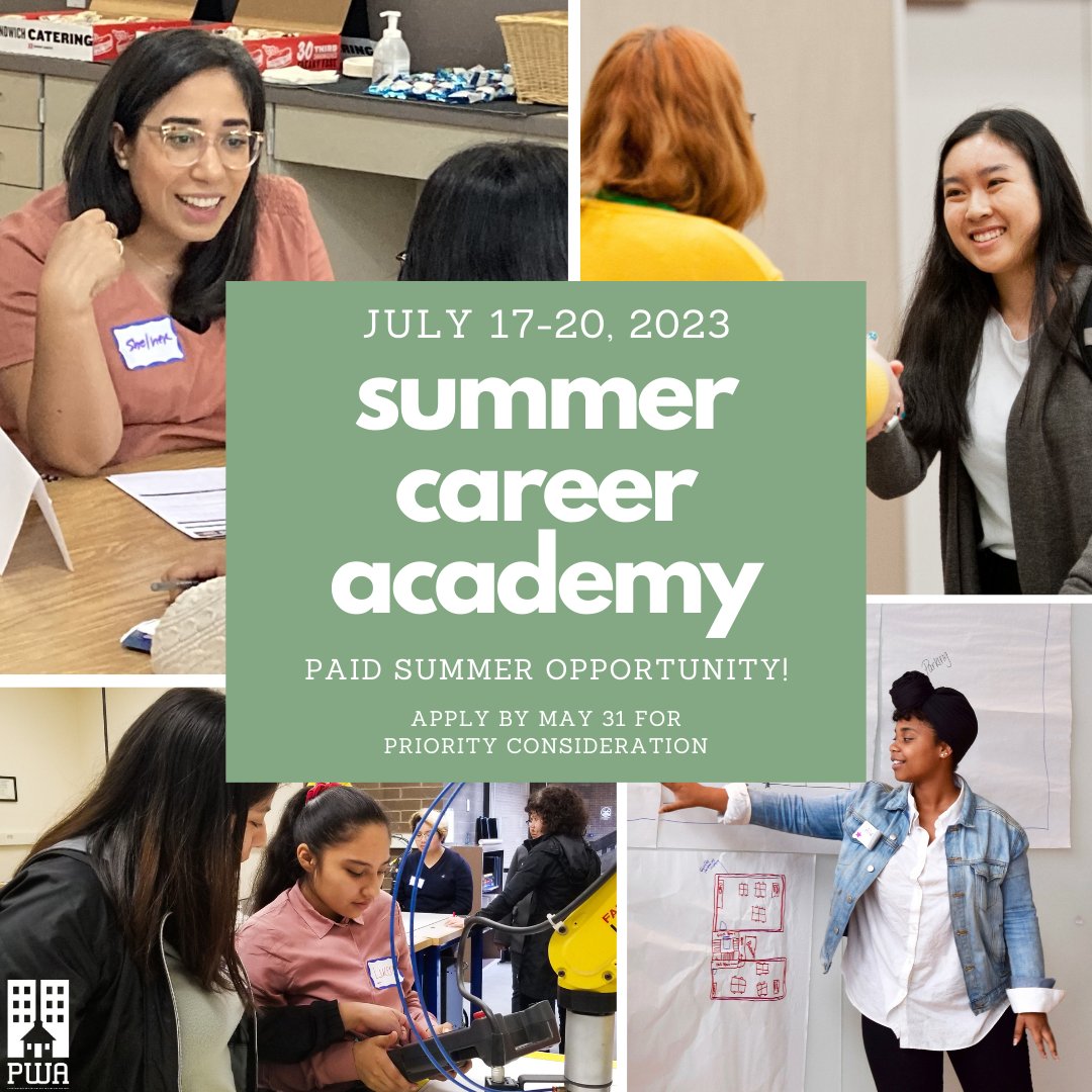 Paid summer opportunity 🚨 Applications for PWA's Summer Career Academy are now open! During this mentorship, students will connect with inspiring women from multiple career pathways and develop advanced job skills. Apply by May 31 for priority consideration. Link in bio!➡️