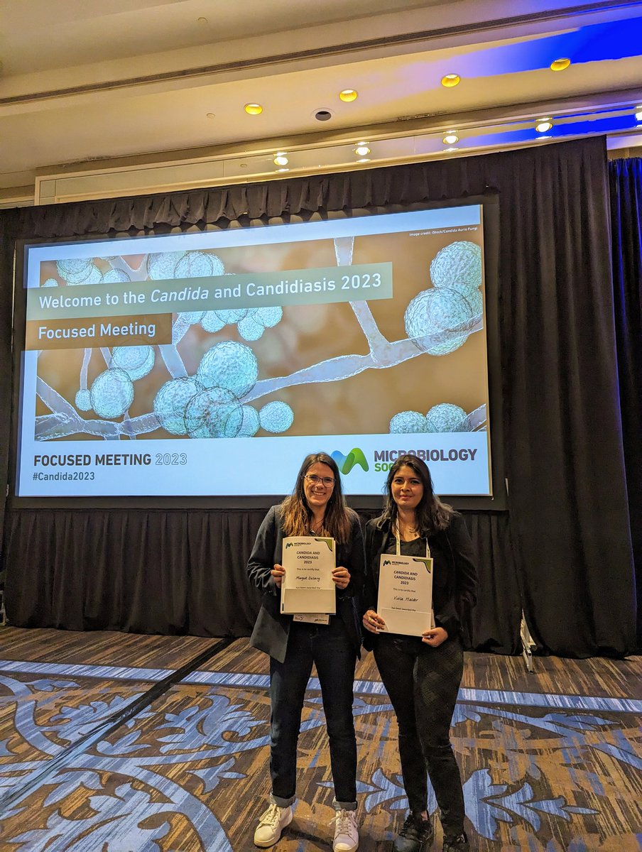 Huge congratulations to our #Candida2023 poster prize winners <a href="/MargotDelavy/">Margot Delavy is on Bluesky 🦋</a>, <a href="/ViolaHalder/">Viola</a> and Daniel Gutzmann (not pictured), sponsored by #MicrobioJ!