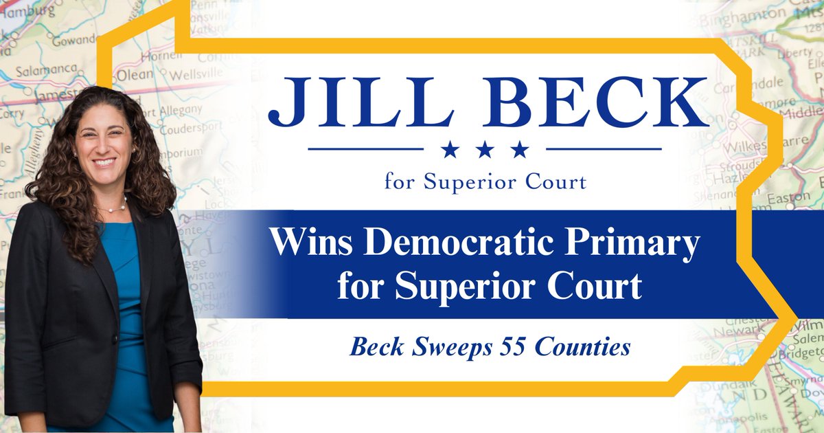 Jill Beck (@electjillbeck) on Twitter photo I'm proud to have won the Superior Court primary, and am incredibly grateful to everyone who made this dream a reality. 
Read our full press release about #TeamBeck's big win: jillbeck.com/press/beck-win… I'm proud to have won the Superior Court primary, and am incredibly grateful to everyone who made this dream a reality. 
Read our full press release about #TeamBeck's big win: jillbeck.com/press/beck-win…
