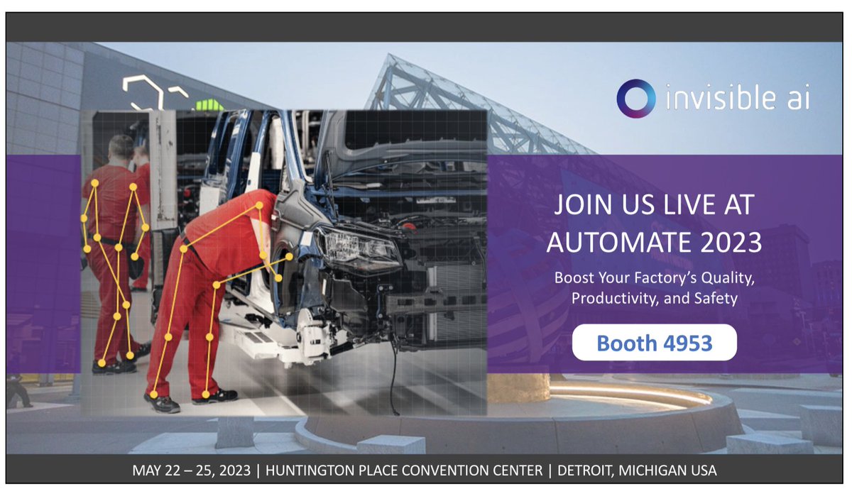 The Automate Show is just around the corner, and we at Invisible AI are thrilled to be a part of it!

Don't miss the opportunity to visit us May 22 - 25 at Booth #4953 and learn more about our cutting-edge technology.

You can view the show schedule here: automateshow.com/trade-show/sho…