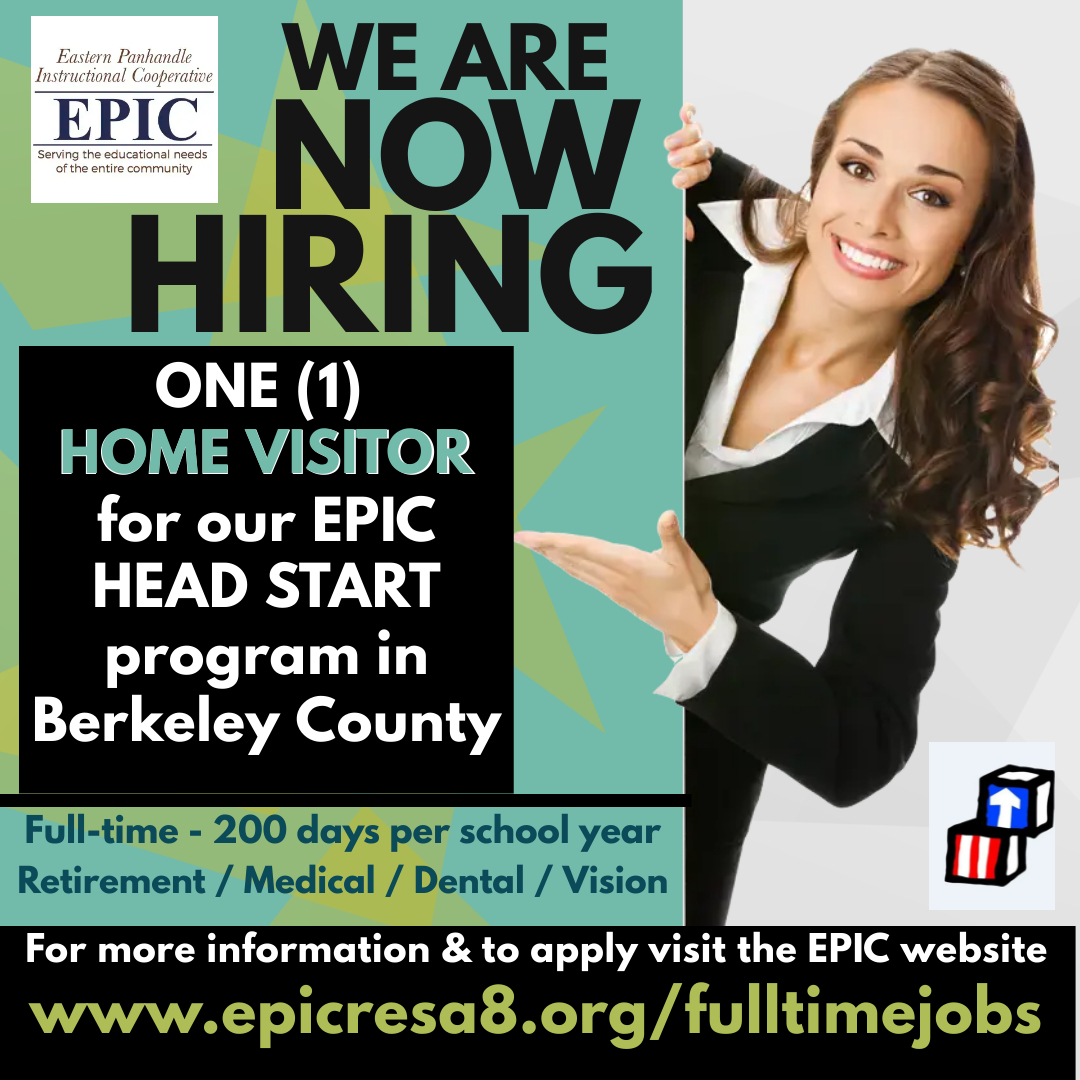 EasternEpic's tweet photo. EPIC is hiring 1 Head Start Home Visitor in Berkeley County to support our 3-year-old class! To learn more about the position and to apply today, visit https://t.co/zfKOBoaOMU https://t.co/Is21btpQ3w