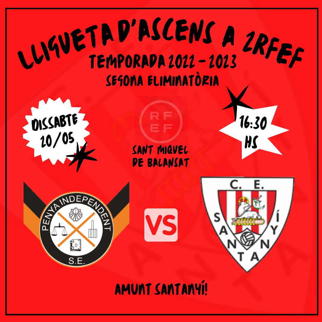 CE_Santanyi's tweet photo. ✈️ Dissabte viatjam a Eivissa

✔️ Partit de tornada de la 2a eliminatòria #2rfef 

🆚 @SE_Pindependent 
⏰ 16:30h

🔛 L’equip viatjarà amb TOT per passar de ronda

🙌🏼 Ens espera un dels partits més importants de la nostra història

🍍JUNTS SOM MÉS FORTS!

AMUNT SANTANYÍ

🔴⚪️🔴⚪️ https://t.co/7KdHt6x0Y7