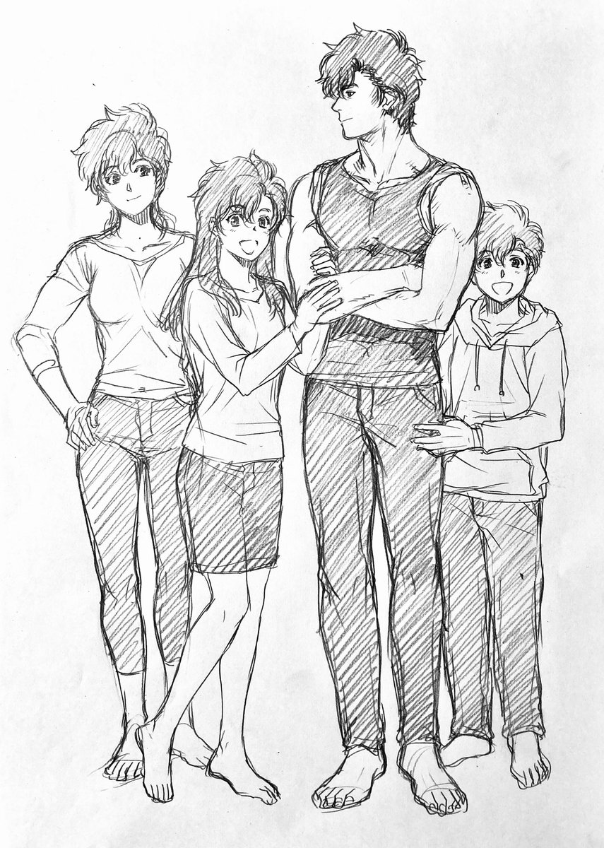 ラフ描き、CH.リョウ香 〜if〜(もしも)  昔描いた『香が生存していて、リョウと香の2人の間に子供が生まれていたら…!』の妄想ラクガキ。 過去絵見つけて久しぶりに描いた。