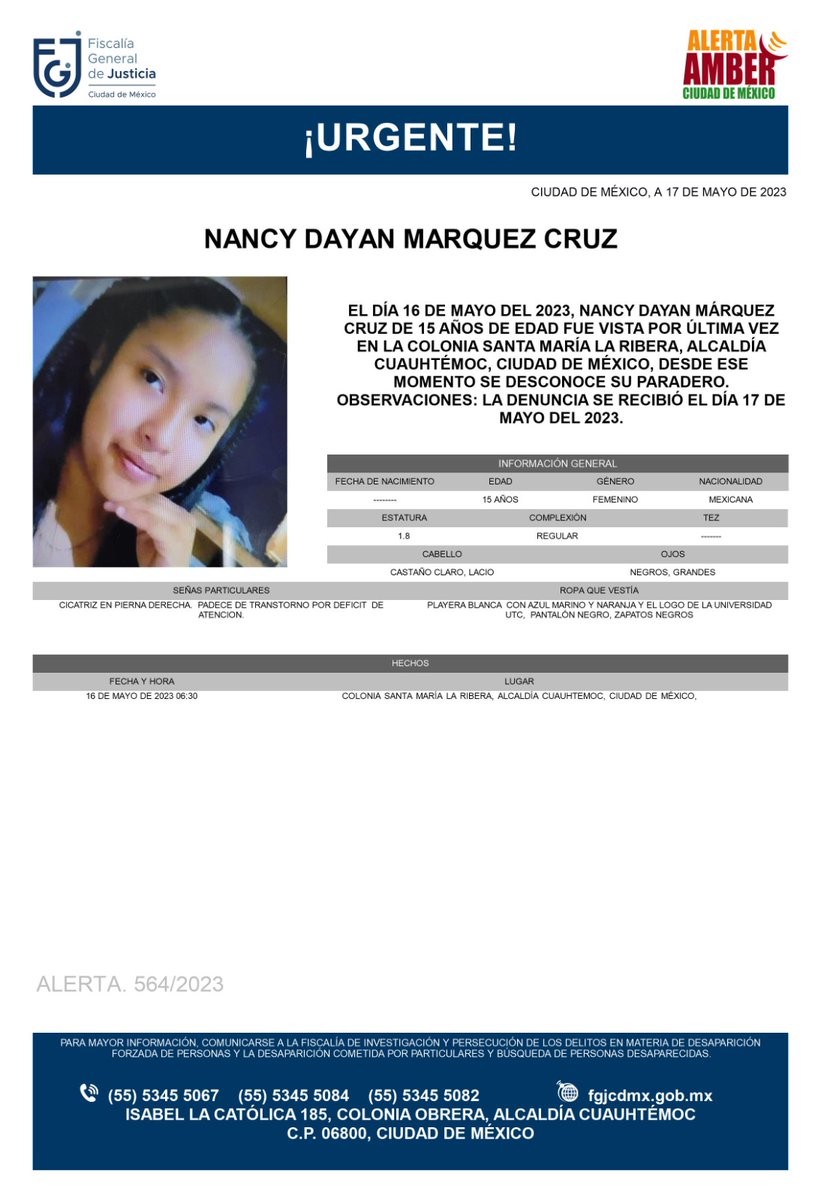 Fiscalía CDMX on Twitter "Ha sido localizada la menor, Nancy Dayan