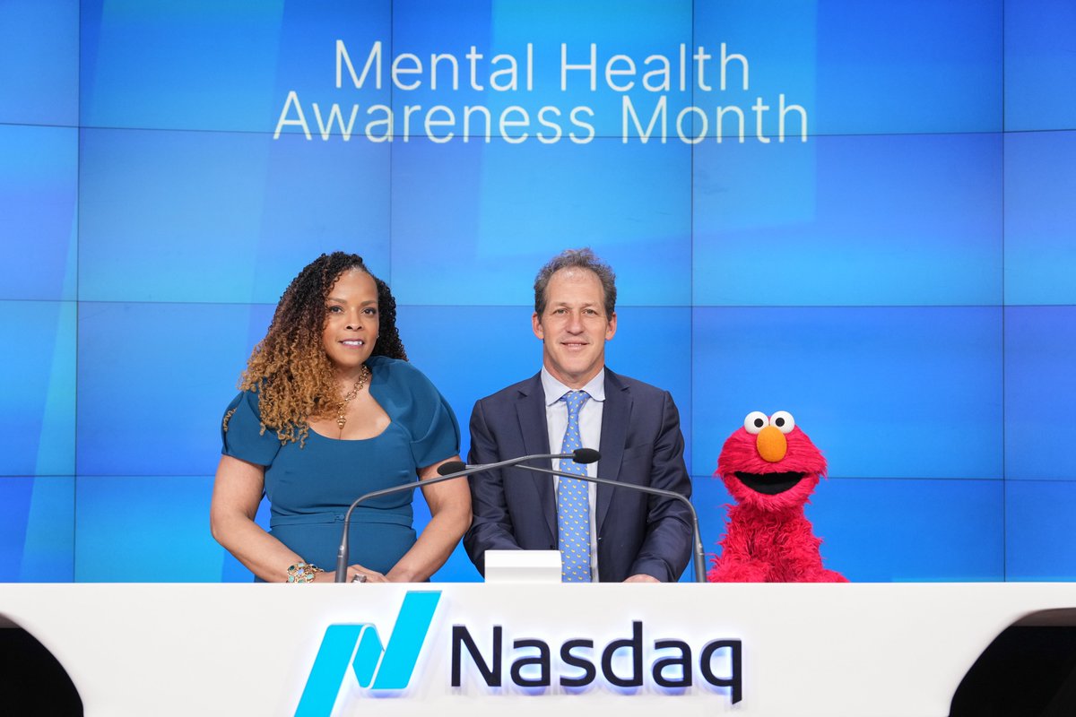 NasdaqExchange's tweet image. We were proud to welcome industry leaders in partnership with @SesameWorkshop and @Headspace in recognition of those who are championing proactive mental health practices. Alongside @elmo, @NasdaqExchange highlights how everyone needs and deserves access to resources to nurture…