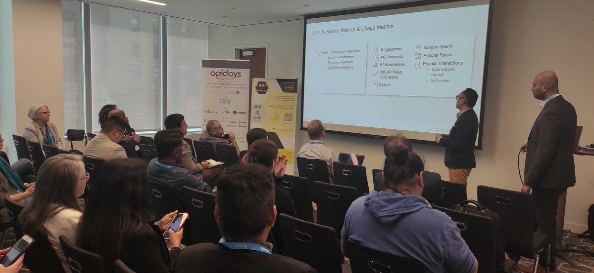 APItheDocs's tweet image. We continue at @APIdaysGlobal NY with @alvincho_work who explains @Fiserv&apos;s  process in &quot;determining the right places to start with success metrics and features through an early stage feedback back before having customers.&quot;

#APItheDocs #APIprogram #APIeconomy