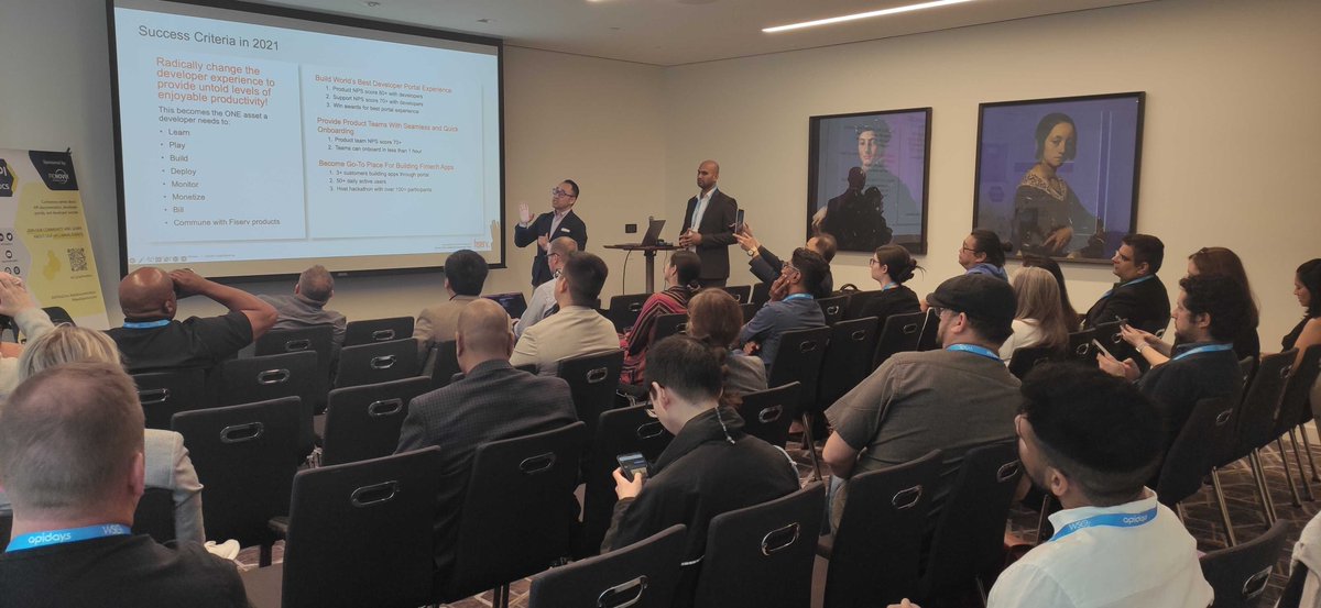 APItheDocs's tweet image. We continue at @APIdaysGlobal NY with @alvincho_work who explains @Fiserv&apos;s  process in &quot;determining the right places to start with success metrics and features through an early stage feedback back before having customers.&quot;

#APItheDocs #APIprogram #APIeconomy