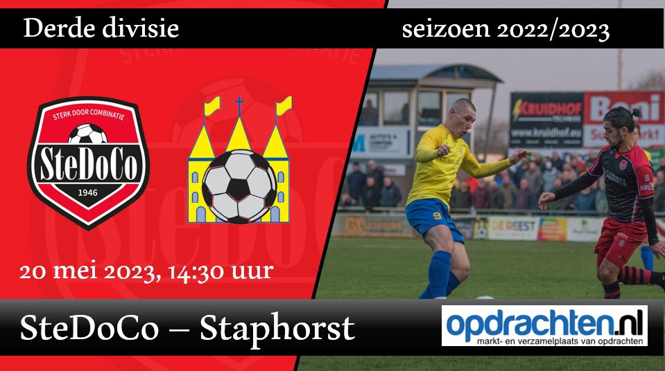 SteDoCoTV's tweet photo. Zaterdag speelt heren 1 de laatste thuiswedstrijd van de reguliere competitie tegen @vvstaphorst . SteDoCoTV maakt weer een samenvatting die diezelfde avond nog te zien is op ons YouTubekanaal. #stesta https://t.co/c2U76GCf63