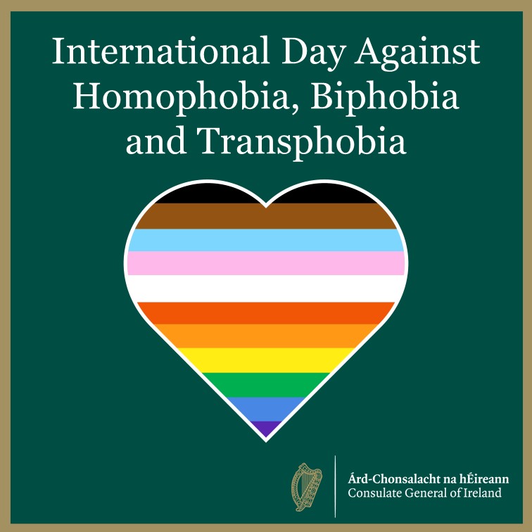 Today is International Day Against Homophobia, Biphobia and Transphobia, with the theme this year of “Together always: united in diversity” 🏳️‍🌈🏳️‍⚧️ 🇮🇪 stands united with the 2SLGBTQ+ community at home, here in 🇨🇦, and across the globe. #IDAHOBIT #IDAHOBIT2023