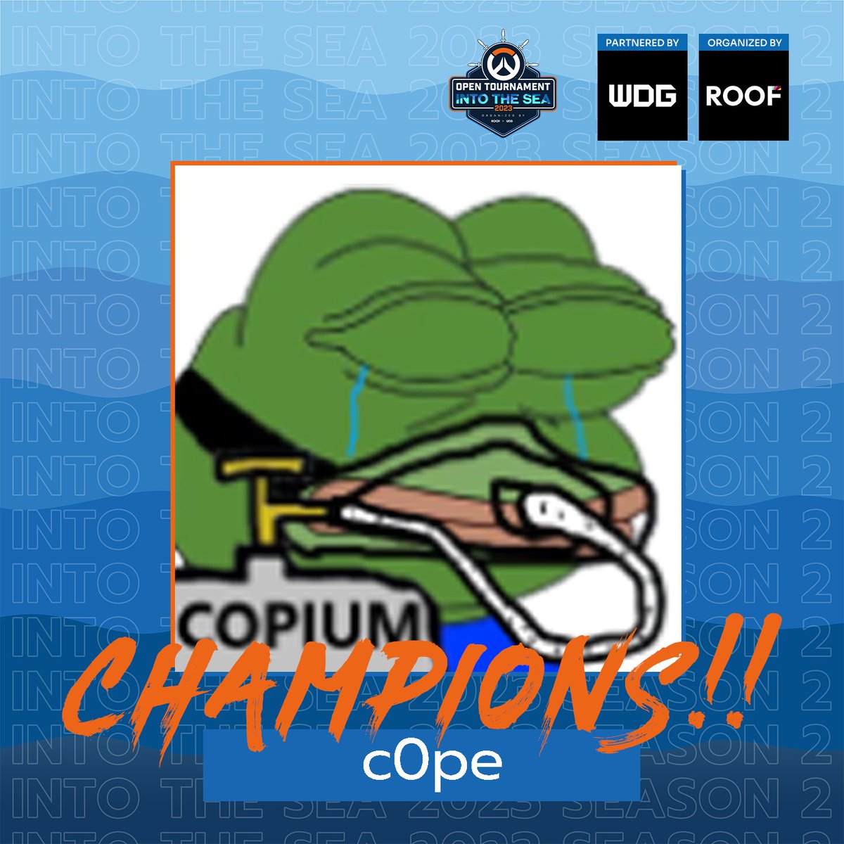 ROOF_Esports's tweet photo. 👏🏼 Congratulation to c0pe in winning the Overwatch2 WDG Open Tournament: Into The SEA 2023 by ROOF Season 2 🎉

#ROOF #ROOFEsports #ROOFNews #Overwatch2 #IntotheSEA #ROOFIntotheSEA #OW2 #Community #WDG https://t.co/jRa4Sdb0g1