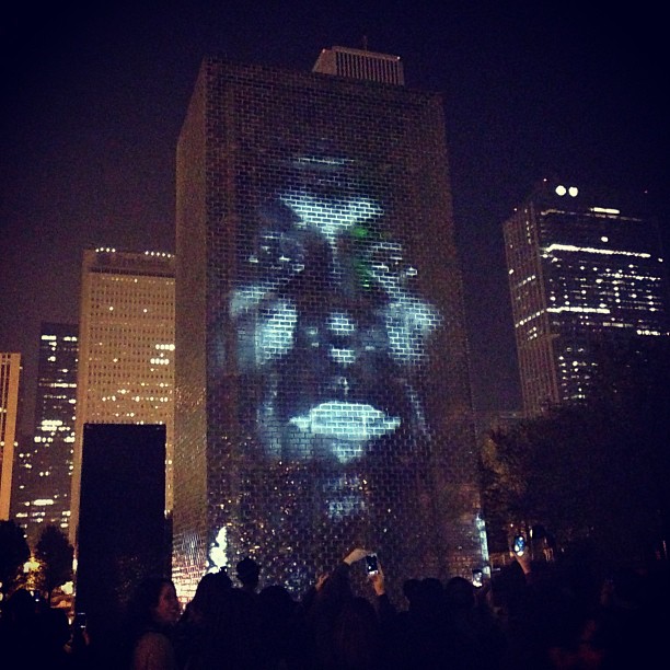 fakeshoredrive's tweet photo. 10 years ago today, Kanye West kicked off his rollout for 'Yeezus' by projecting his video for "New Slaves" on buildings across the globe.

Locations for viewings in cities like NYC, London, Paris, Toronto &amp; Chicago were announced on his website moments before the premiere. https://t.co/yZgHemAFxS
