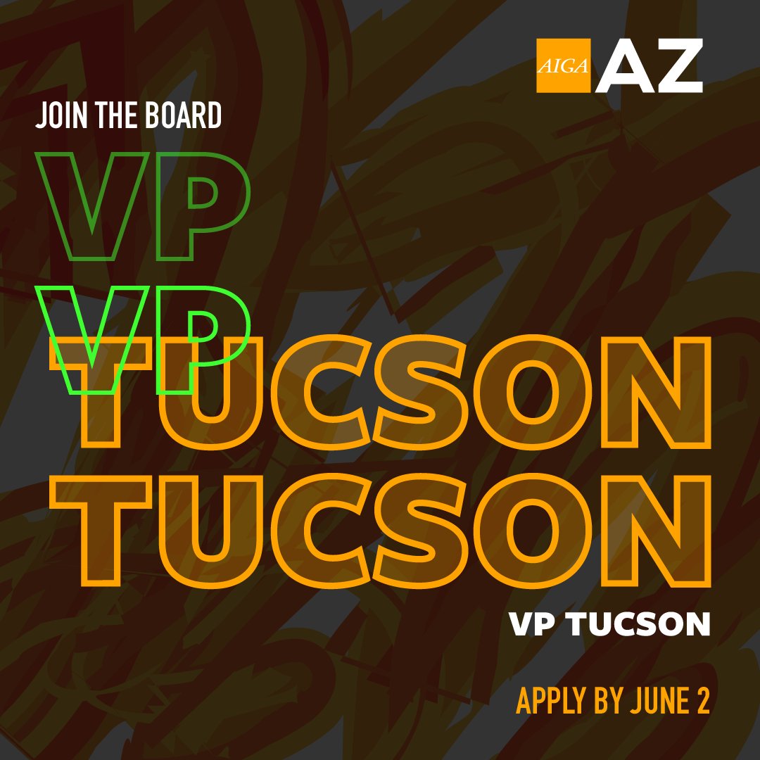 JOIN THE BOARD! Are you a Tucson local? Want to get involved in the Arizona creative community? VP of Tucson would be a perfect fit! Apply by June 2. loom.ly/TIIK9KY

#aigaaz #aiga #creative #jointheboard
