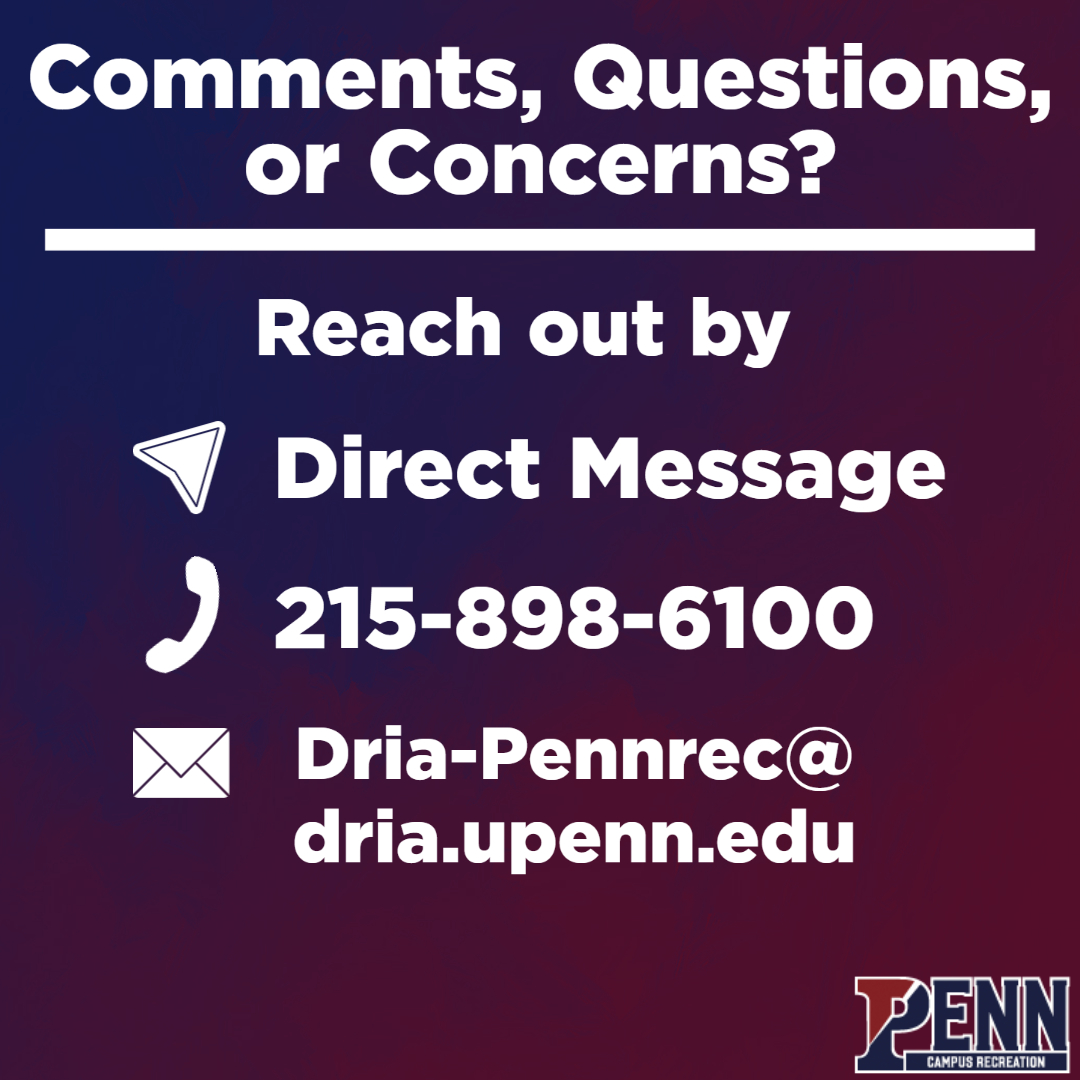 PennCampusRec's tweet image. Shutdown week is quickly approaching! Shutdown Week is the week where Pottruck is closed due to maintanence, cleaning, and renovations ,but we still have Fox Fitness open for use. 

If you have any questions please feel free to reach out.

#PennRec #CampusRecreation #Maintanence