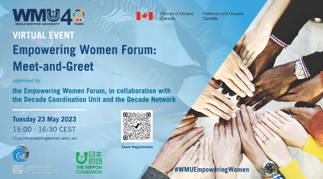 SAVE THE DATE 📅👩‍🔬 🌊 During this special session, you will have the opportunity to exchange with the Programme &amp; the #OceanDecade team, and learn how to better engage with the 'Empowering Women Forum'!💻 Register here📲 wmu.zoom.us/meeting/regist… #WomenInScience  #GenderEquality
