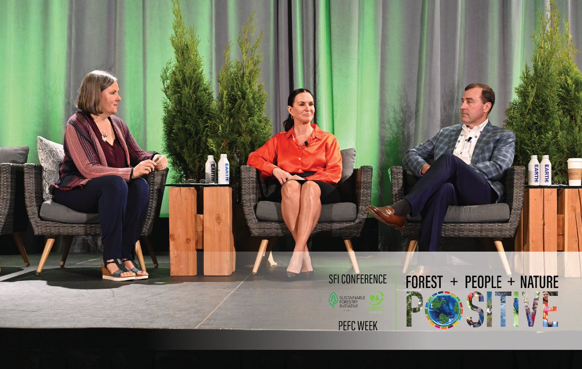 sfiprogram's tweet photo. Next, we heard from leaders Mike Doss, President and CEO of @GraphicPkg_Intl and Chair of the SFI Board, and Angela Davis, President of Campbell Global LLC, about leveraging #SFI and @PEFC standards to demonstrate critical ESG and sustainability assurances. #SFIConf #PEFCWeek. https://t.co/t1NE2294CC