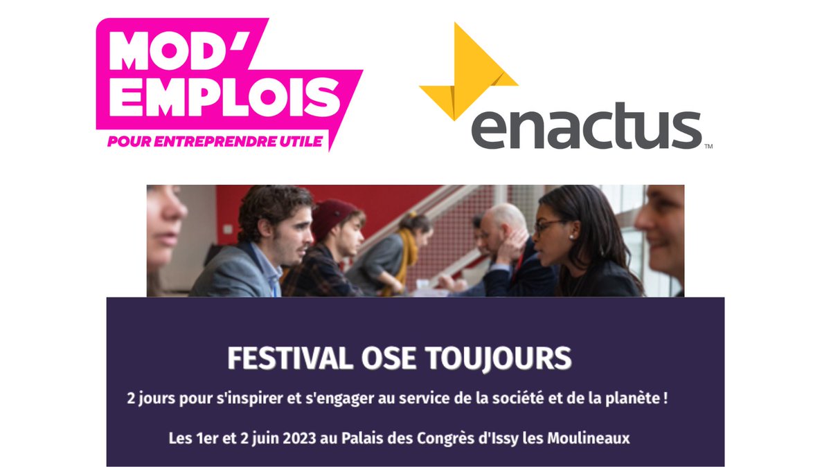 🚀 Vous êtes lycéen ou étudiant et souhaitez lancer votre initiative ? @EnactusFrance vous accompagne pour faire vos premiers pas d’engagement.

🗓️ Inscrivez-vous dès maintenant au festival Ose Toujours ! 

💥 C’est par ici 👉🏻 osetoujours.enactus.fr/programme?mc_c…