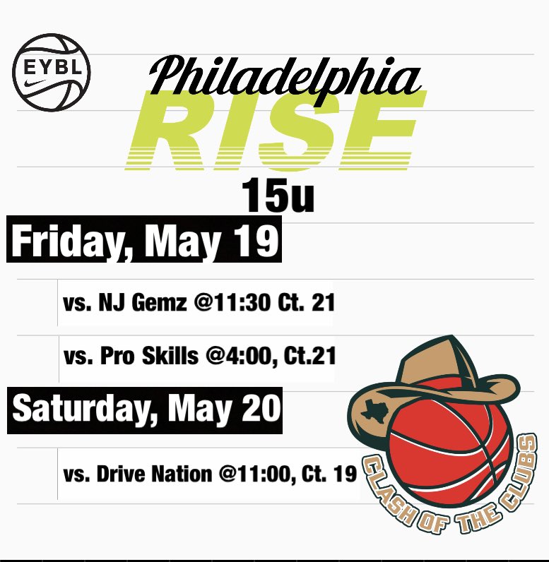 Z_Hoops5's tweet photo. This weekends schedule for #EYBLSession2 in Dallas!! @philly_rise @BigPaulTweets https://t.co/EFGhYteTYD