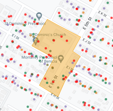 Early this morning, there was a water main break near the 800 and 900 blocks of East 5th Street. St. Dominic's School and homes in the area are currently without water (see map of affected area). Public Works has begun working on the repair to restore water service ASAP.