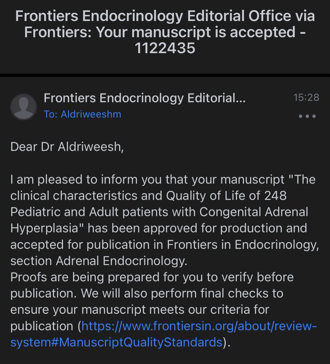 AldriweeshM's tweet photo. الحمدلله على كرمه، الأخبار السعيدة تتوالى🎉

تم قبول بحثنا للنشر في مجلة "Frontiers in Endocrinology” @FrontEndocrinol بمعامل تأثير 6 

ألف مبروك لصديقي وأخي عدي شافعي @EShafaay نشر هذه الورقة المميزة ولبقية الفريق البحثي بإشراف بروف. إبراهيم العلوان وبروف. عفاف الصغير https://t.co/MoFbKoiTlZ