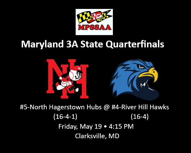 HubsBaseball's tweet photo. The Hubs will be the #5 seed in the 3A State Quarterfinals and will travel to meet #4 seeded River Hill on Friday, May 19 for a 4:15 first pitch. The Hawks went 14-4 in the reg. season and 2-0 in the playoffs to win the 3A Region 8 championship as the #1 seed over Reservoir, 7-0 https://t.co/G5esRTRA8f