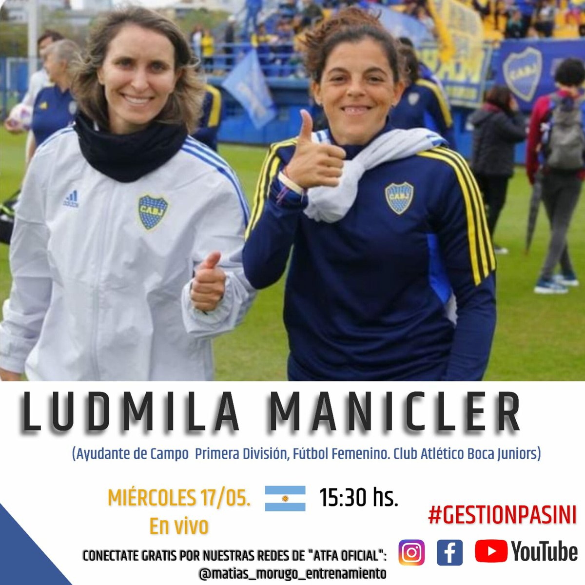 ¡Vuelven las charlas! Hoy Matías Morugo hablará de fútbol con Ludmila Manicler desde las 15.30. Te esperamos en vivo 👏
