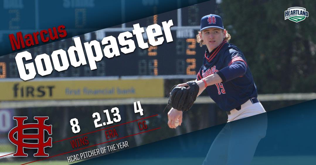 Marcus Goodpaster named HCAC Pitcher of the Year! Congrats to all five honorees! 

Full Release - athletics.hanover.edu/news/2023/5/17…