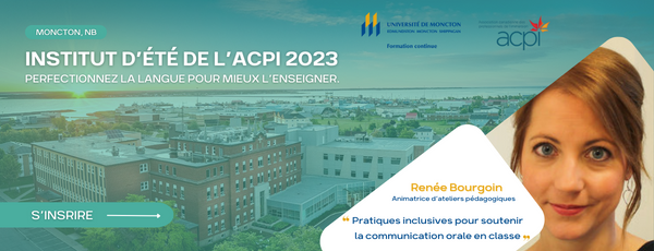 ACPI_'s tweet photo. 📆 𝐈𝐧𝐬𝐭𝐢𝐭𝐮𝐭 𝐝’𝐞́𝐭𝐞́ 𝐝𝐞 𝐥’𝐀𝐂𝐏𝐈 𝟐𝟎𝟐𝟑 - 𝐃𝐮 𝟕 𝐚𝐮 𝟏𝟕 𝐚𝐨𝐮̂𝐭 𝟐𝟎𝟐𝟑
🔸 Renée Bourgoin sera l'une des animatrices des ateliers proposés au sujet des pratiques inclusives pour soutenir la communication orale en classe.
👉 https://t.co/GzhxLsct4O https://t.co/vnwjwf60en