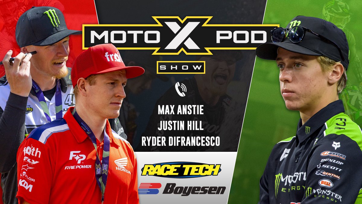 Tonight we have @MaxAnstie @justinhill46 @DiFrancesco199 live at 430Pac/730Eastern on the @vitalmx YouTube channel. Thnx to @racetechsuspen @boyesenracing @xbrandgoggles @fxrmoto @6dhelmets @motulusa @proxracingparts @guts_racing_inc @luxonMx @dubyausa