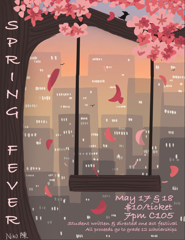 Killarneyvsb39's tweet photo. SPRING FEVER is on tonight, WED and THUR!  Get your tickets to Killarney Drama Dept's Spring Fever.  3 shows, written/directed/acted by students in @VSB39 See the poster for details. https://t.co/4820Ms7HR8