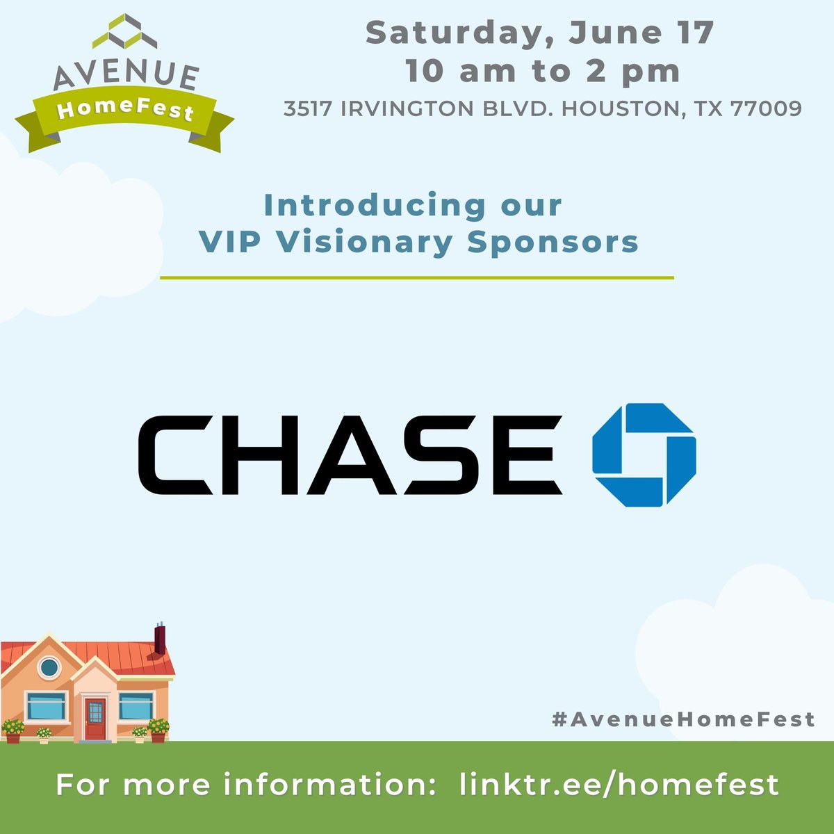 AvenueCDC's tweet image. Spotlight On:

HomeFest's VIP Visionary Sponsors!

Special thanks to Chase, Prosperity, and Trustmark. We are excited you will also be leading the educational mini-sessions! 

#AvenueHomeFest #LearningFromExperts