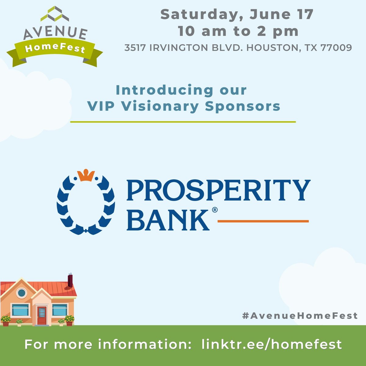 AvenueCDC's tweet image. Spotlight On:

HomeFest's VIP Visionary Sponsors!

Special thanks to Chase, Prosperity, and Trustmark. We are excited you will also be leading the educational mini-sessions! 

#AvenueHomeFest #LearningFromExperts