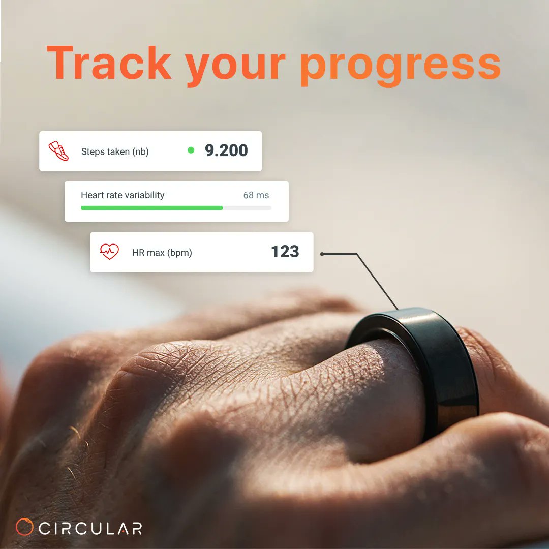 circularing's tweet photo. Level up your fitness routine with our smart ring! 🚀
Track real-time metrics like heart rate, calories burned, HRV, and blood oxygen levels. 💪
Get personalized data to manage your lifestyle changes and optimize your workouts With CircularRing.📊 #CircularRing #BeMore #SmartRing https://t.co/7MUGgxgCPv