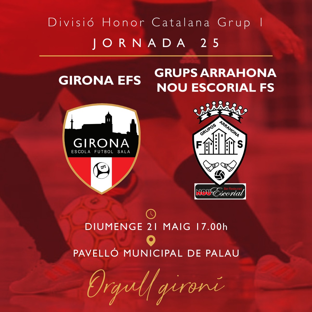 GironaFutsal's tweet photo. 💪🏽 JORNADA 25 | HO TENIM A TOCAR!
🔥 Aquest diumenge podem fer història i volem fer-ho amb vosaltres! Us esperem a Palau 🔥
🗓 Diumenge 21 de maig a les 17.00h
#futbolsala #futsal #futsalcat #DHfutsal #orgullgironí #culturadelesforç https://t.co/FqMcak8zmN
